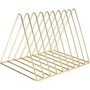 Magazine Rack, Organizer, File Holder, Gold Color, 9 Compartments, Wire Steel